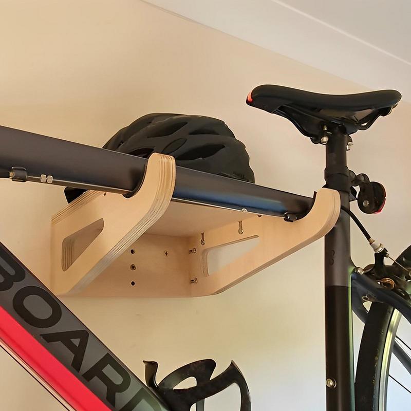 Cycling Gear Wall Storage - Bike Wall Rack Wooden Bicycle Storage