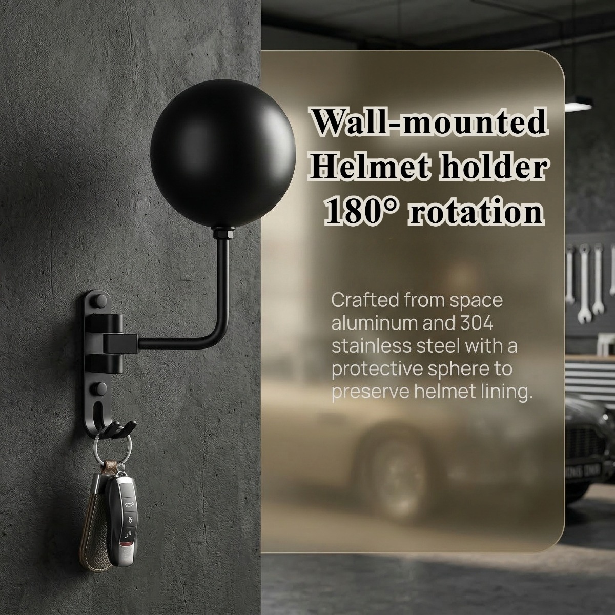 Cycling Gear Wall Storage - 180° Swivel Wall Mount Bike Helmet